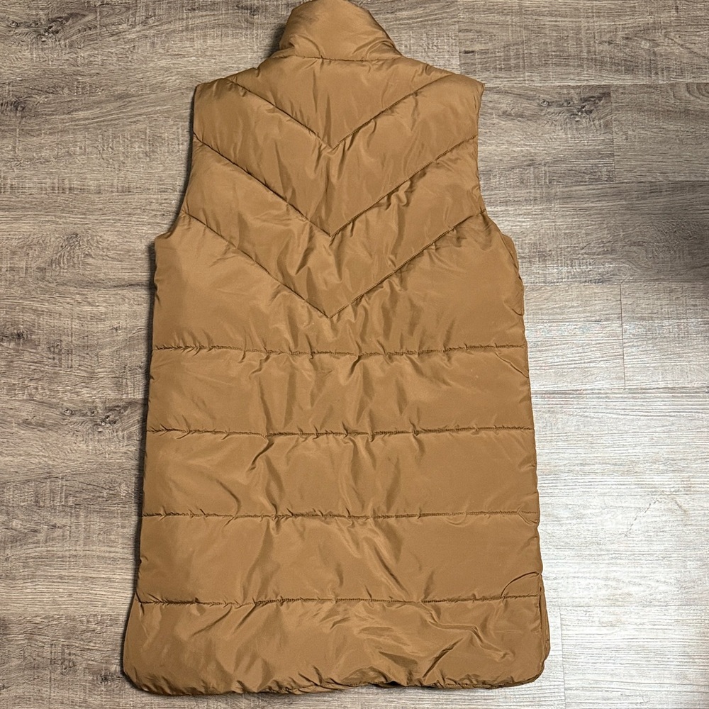 Noisy May Quilted Long Puffer Vest in Brown - Picture 3 of 3